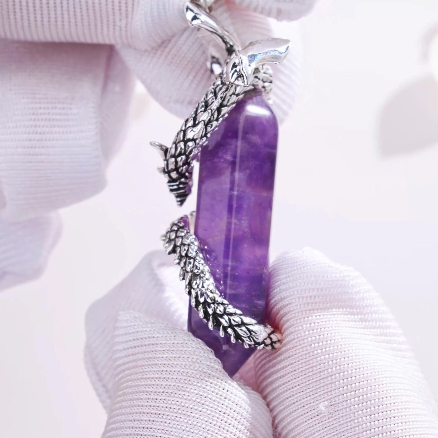 Collana Drago in Argento 925 e Ametista