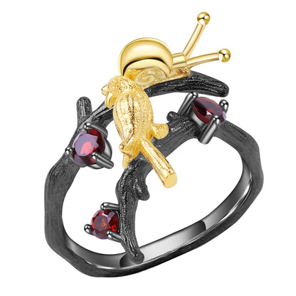 Oriole Ring in 925 Silver and Natural Stones