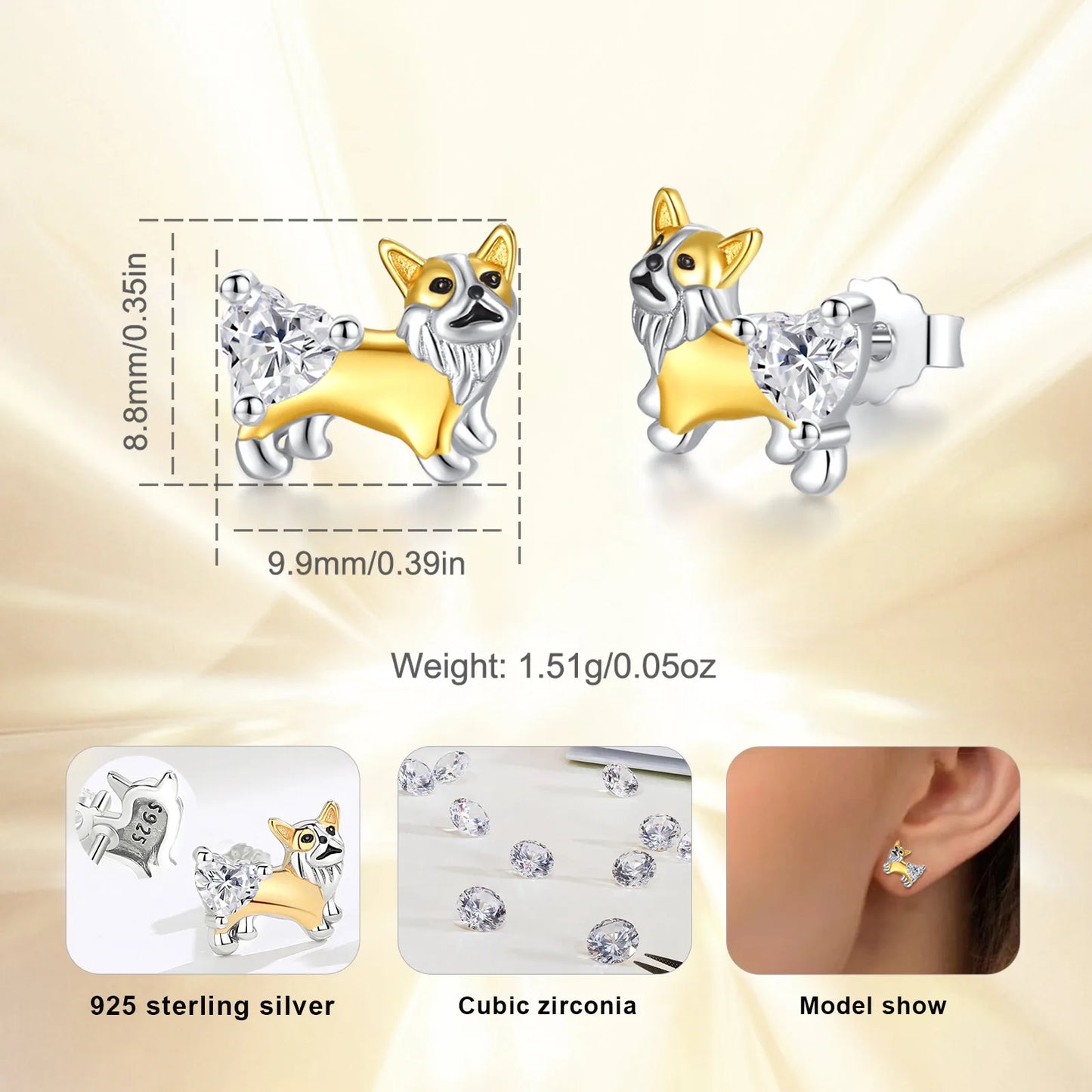 Orecchini Corgi in Argento 925 e Zirconi