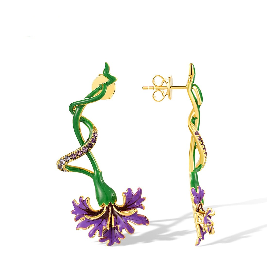 Orecchini Iris Viola in Argento 925 e Zirconi