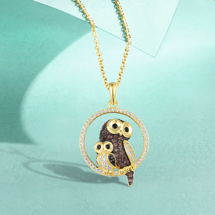 Owl Pendant in 925 Silver and Zircons