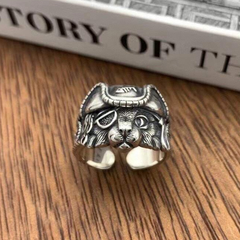 Pirate Cat Ring in 925 Silver