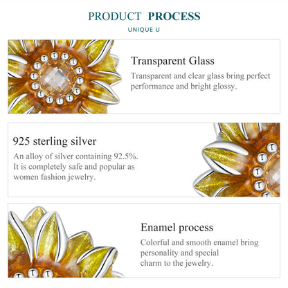 Sunflower Earrings in 925 Silver