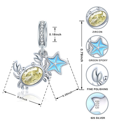 Amuleto Estrela do Mar com Caranguejo em Prata 925