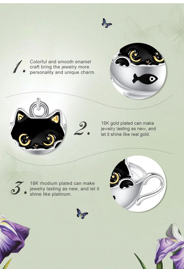 Cat in a Cup Earrings in 925 Silver