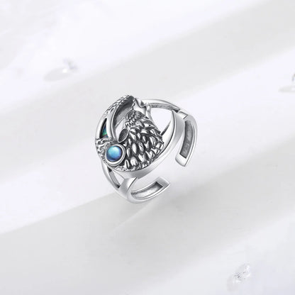 Anello Lupo in Argento 925 con Pietra di Luna