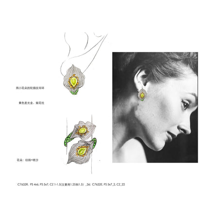 Calla Earrings in 925 Silver and Natural Stone