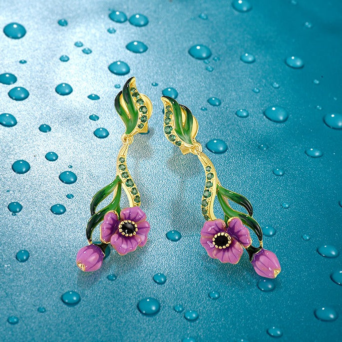Anemone Earrings in 925 Silver and Zircons