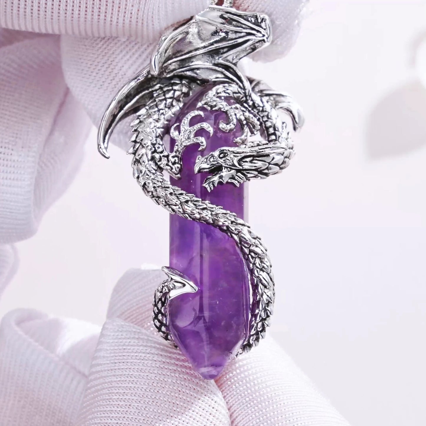 Collana Drago in Argento 925 e Ametista