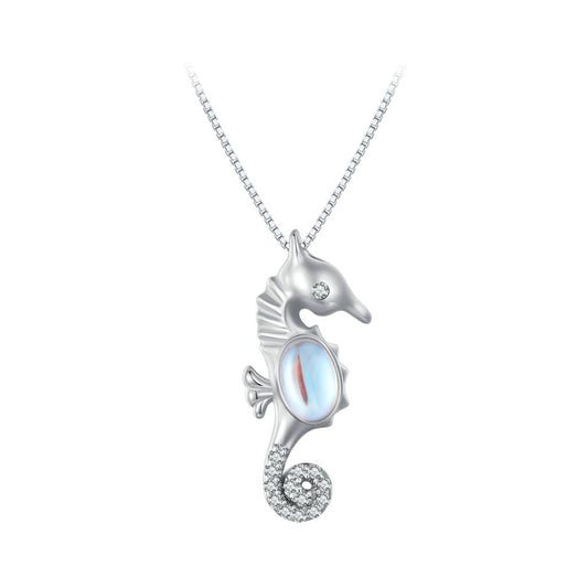Seahorse Necklace in 925 Silver and Monestone