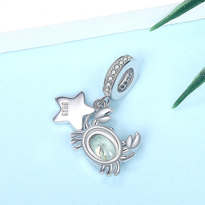 Starfish Charm with Crab in 925 Silver