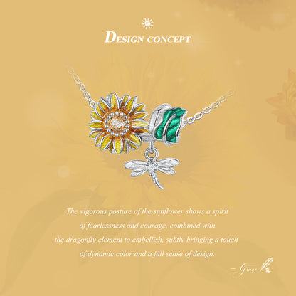 Sunflower Charm in 925 Silver and Zircons