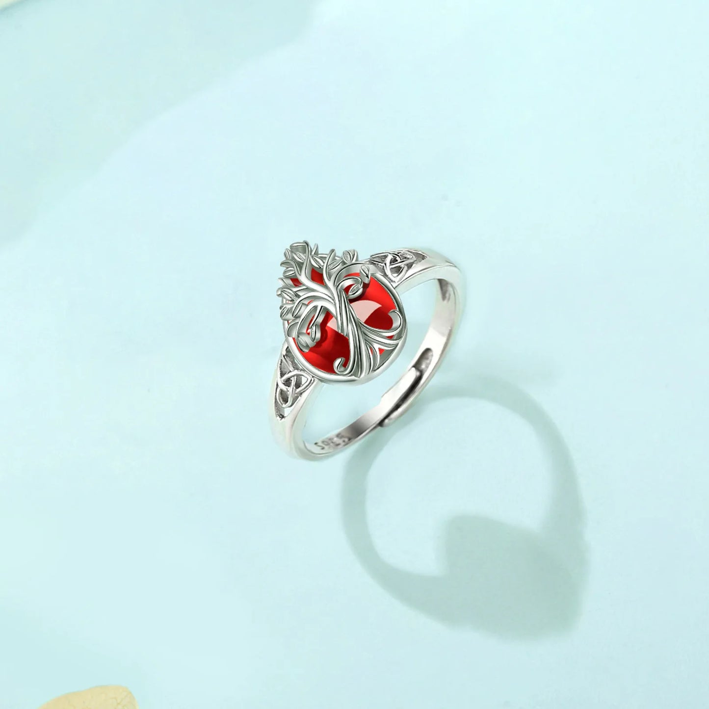 Anello Albero della Vita in Argento 925 e Corniola