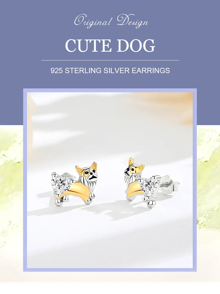 Orecchini Corgi in Argento 925 e Zirconi
