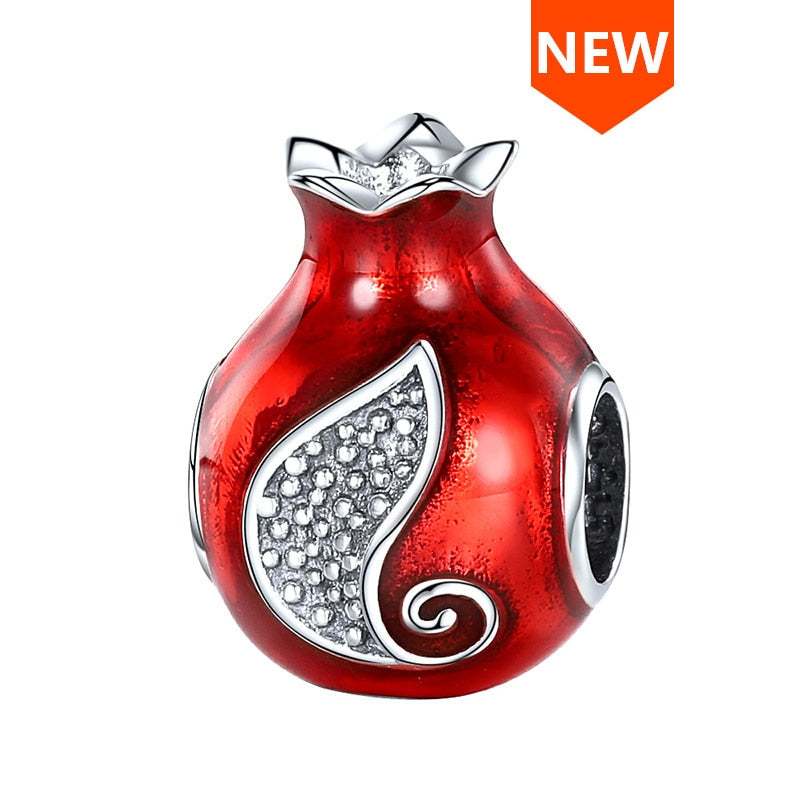 Pomegranate Charm in 925 Silver and Zircons