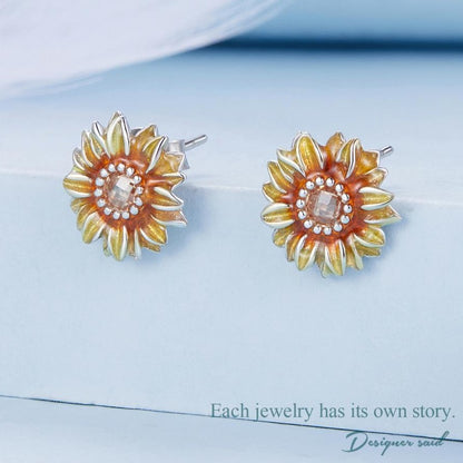 Sunflower Earrings in 925 Silver