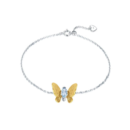 Butterfly Bracelet in 925 Silver and Natural Stone