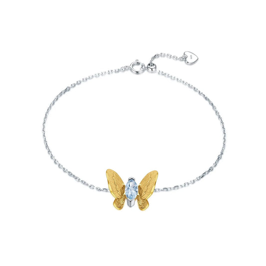 Butterfly Bracelet in 925 Silver and Natural Stone
