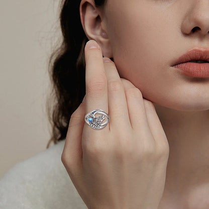 Anello Lupo in Argento 925 con Pietra di Luna