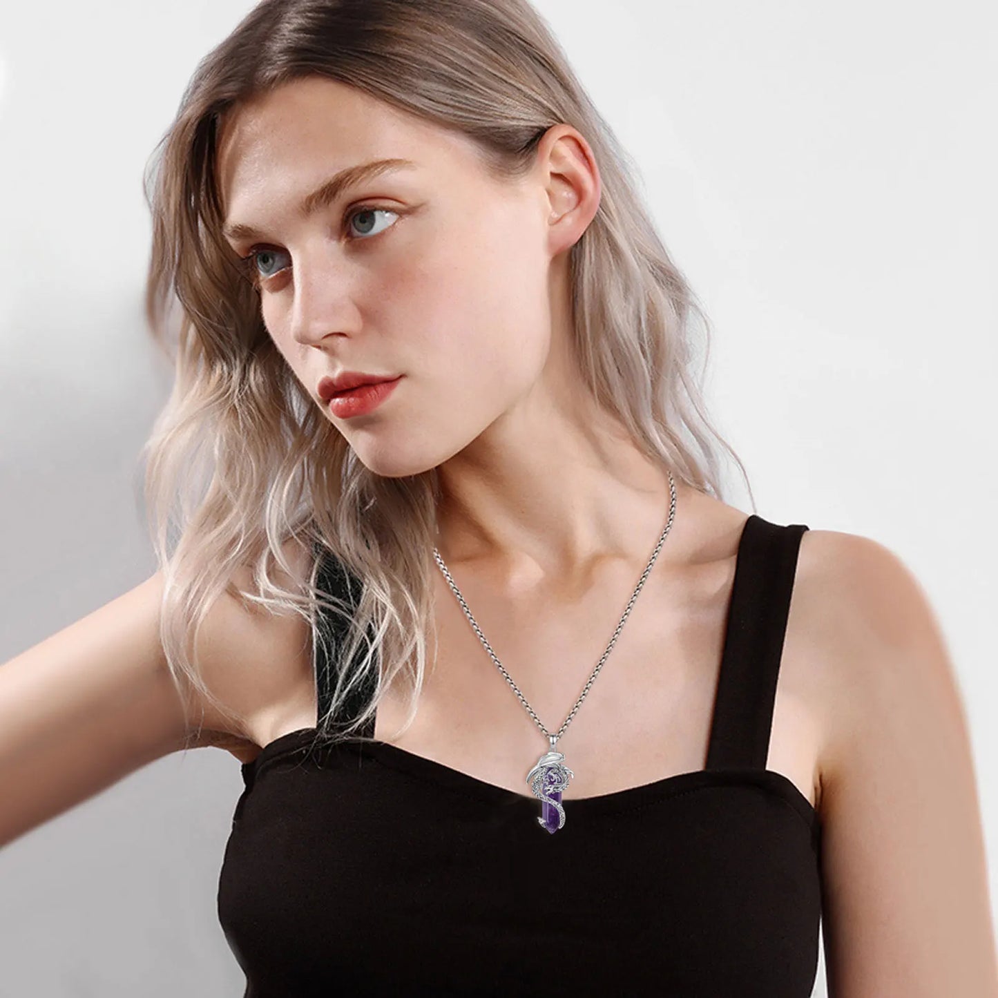 Collana Drago in Argento 925 e Ametista