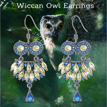 Owl Earrings in 925 Silver and Zircons