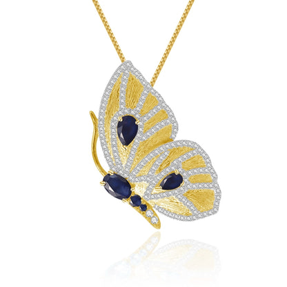 Butterfly Necklace in 925 Silver and Natural Stone