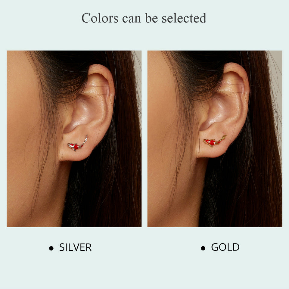 Koi Carp Earrings in 925 Silver