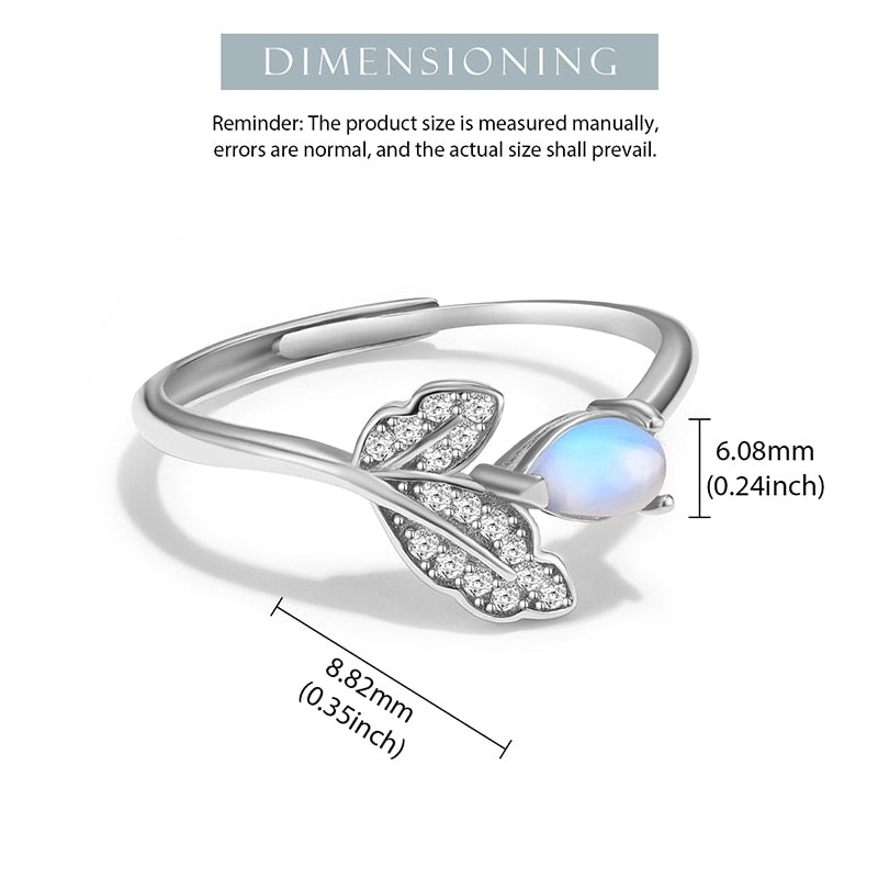 Leaves Ring in 925 Silver and Moonstone