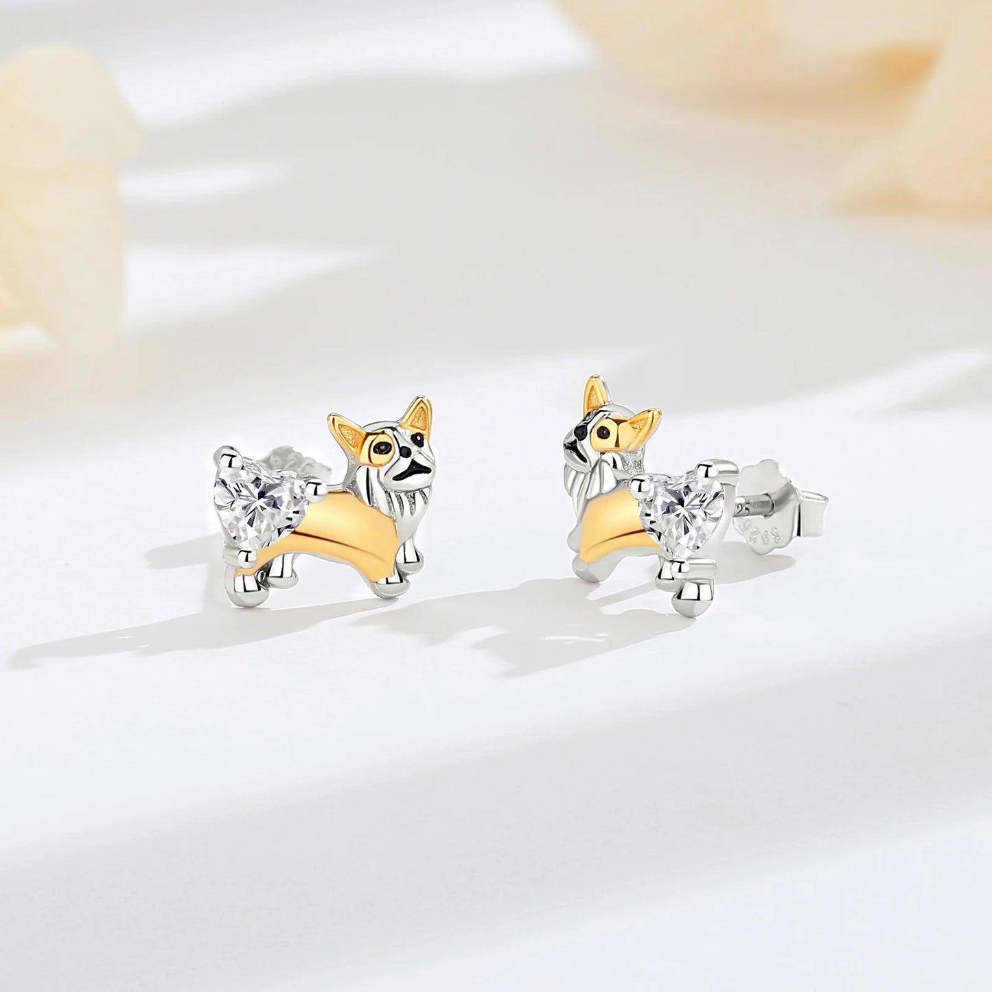 Orecchini Corgi in Argento 925 e Zirconi