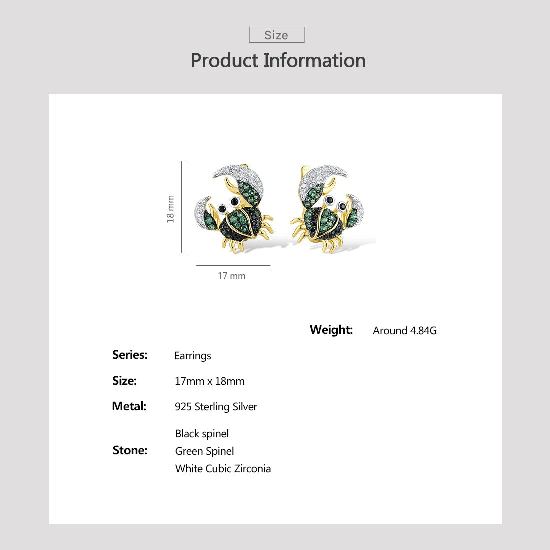 Orecchini Granchio in argento 925 e Zirconi