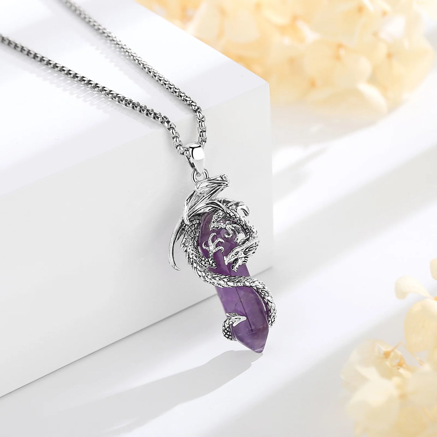 Collana Drago in Argento 925 e Ametista