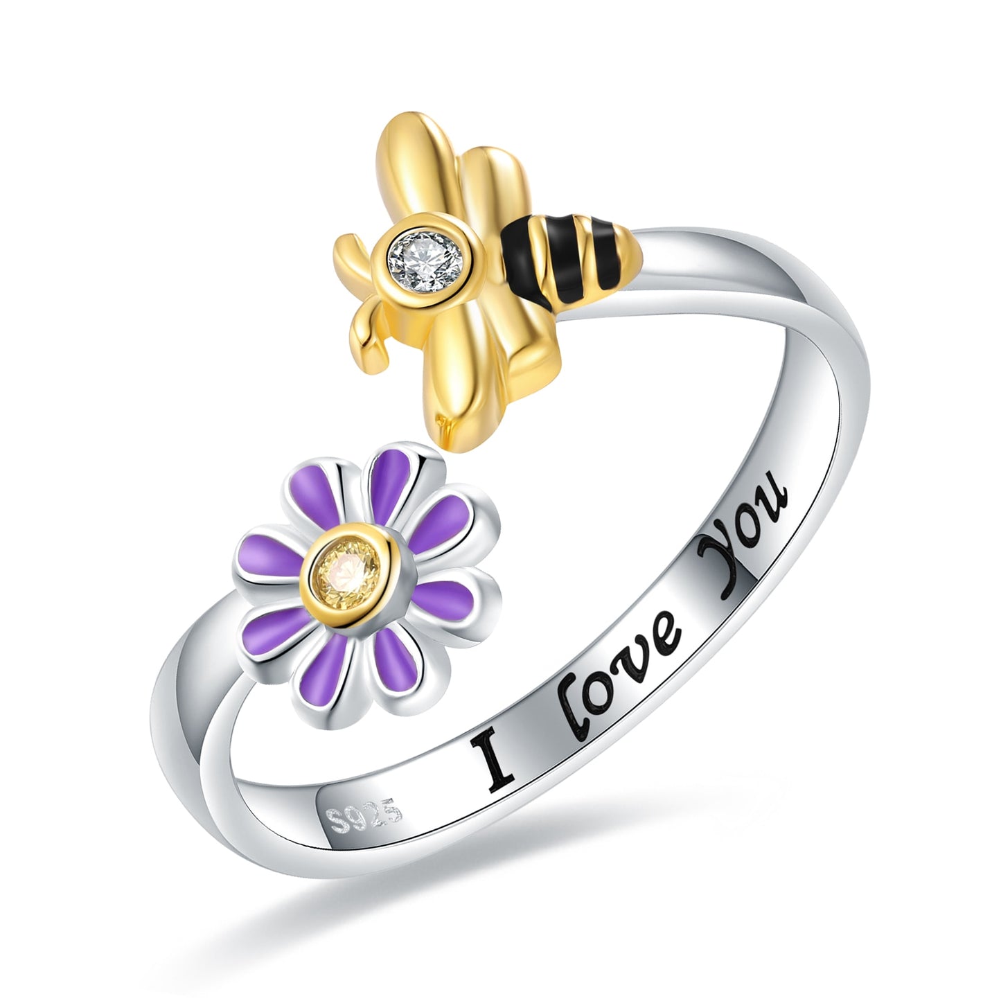 Bee Ring in 925 Silver and Zircons