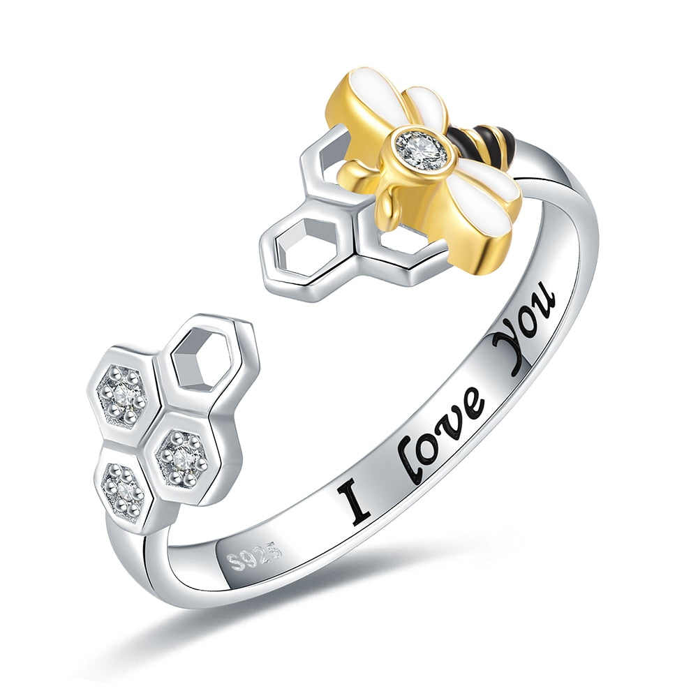 Bee Ring in 925 Silver and Zircons