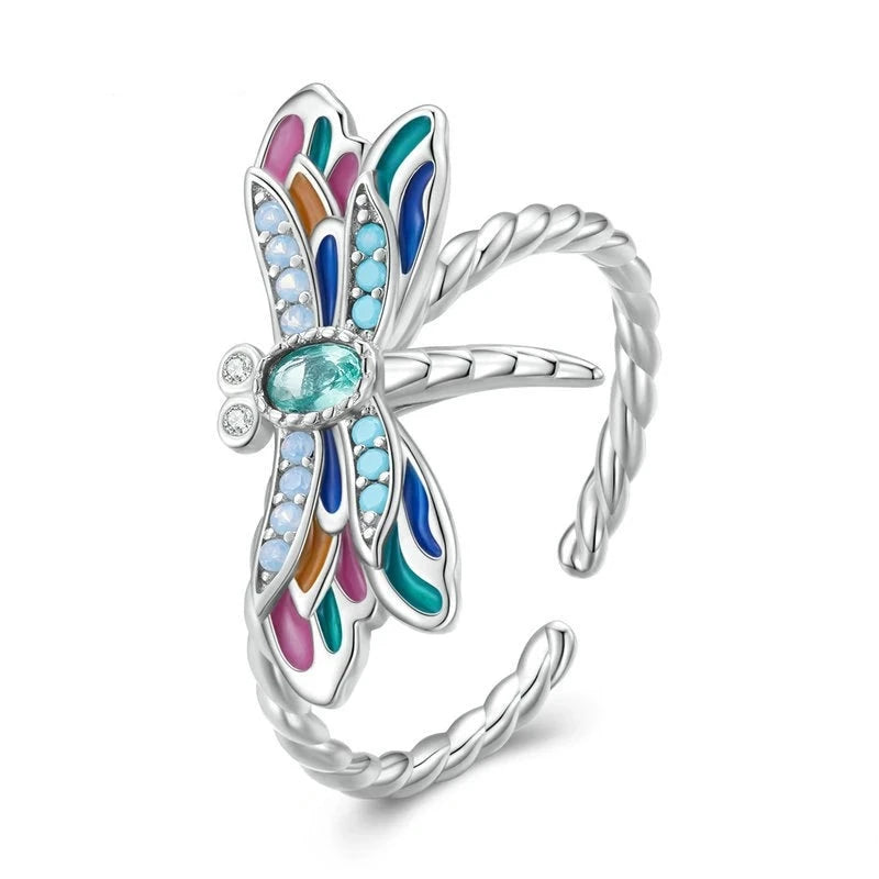 Dragonfly Ring in 925 Silver and Zircons