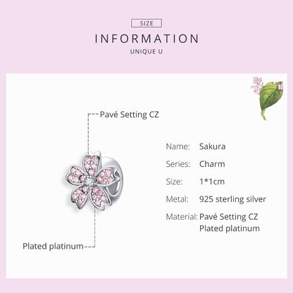 Charm Fiore di Sakura in Argento 925 e Zirconi - EkoWorld Jewels Charm