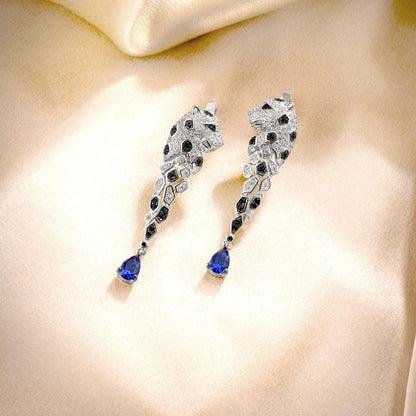 Leopard Earrings in 925 Silver and Zircons