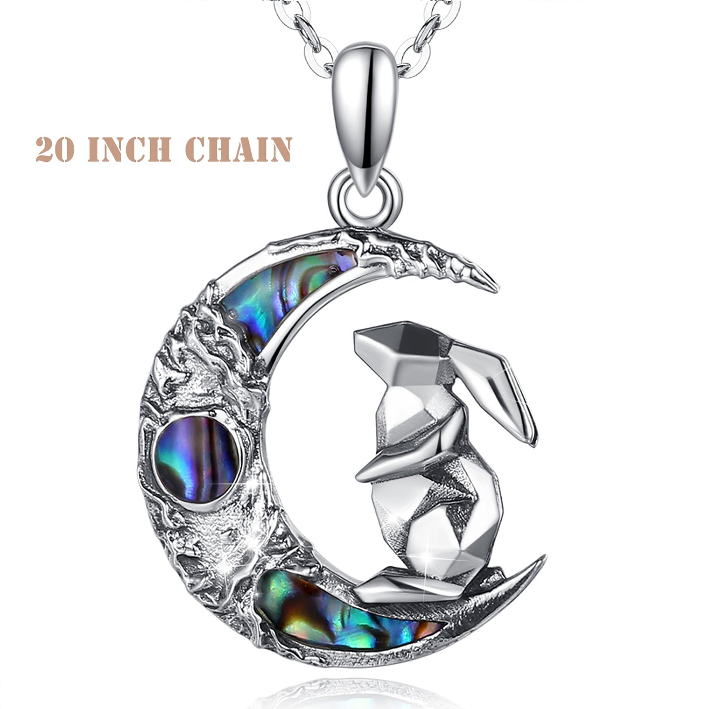 Rabbit Necklace in 925 Silver and Abalone