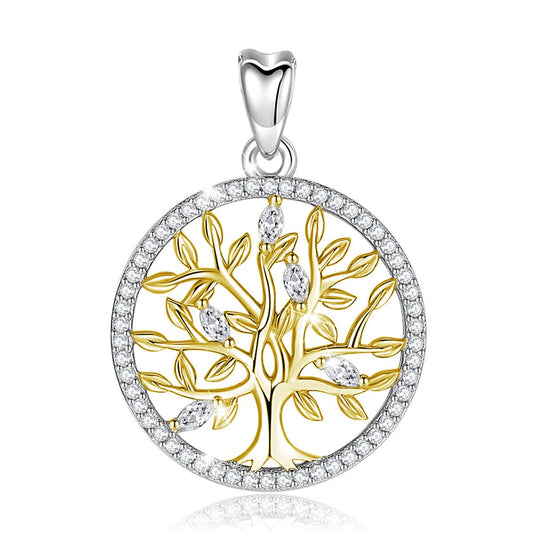 Ciondolo Albero della Vita in Argento 925, Oro e Zirconi - EkoWorld Jewels Ciondolo