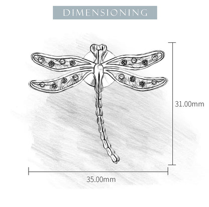 Dragonfly brooch in 925 Silver, Gold and Zircons