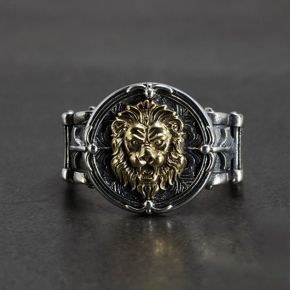 Anello Leone in Argento 925 e Oro - EkoWorld Jewels Anello