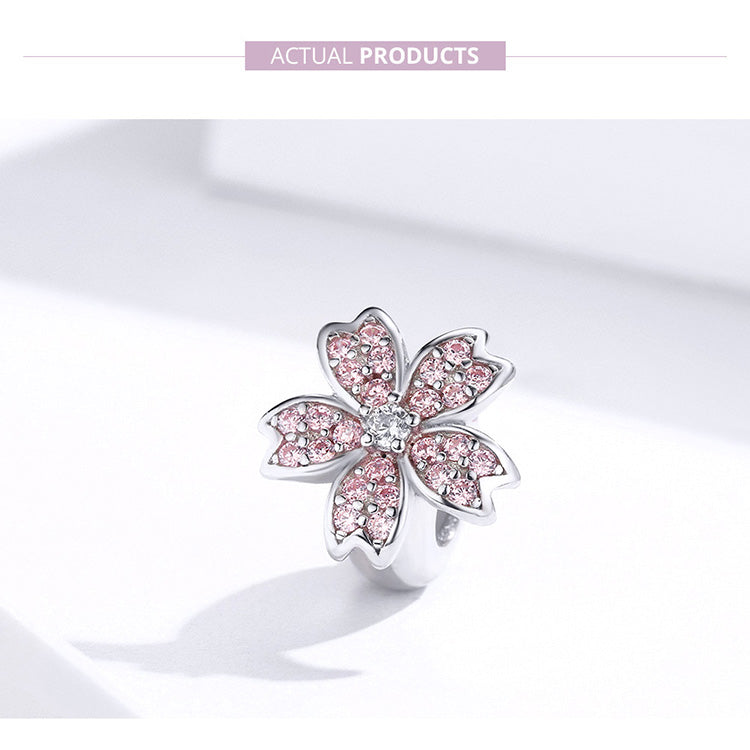 Charm Fiore di Sakura in Argento 925 e Zirconi - EkoWorld Jewels Charm
