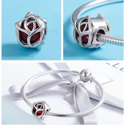 Charm Fiore Rosa in Argento 925 - EkoWorld Jewels Charm