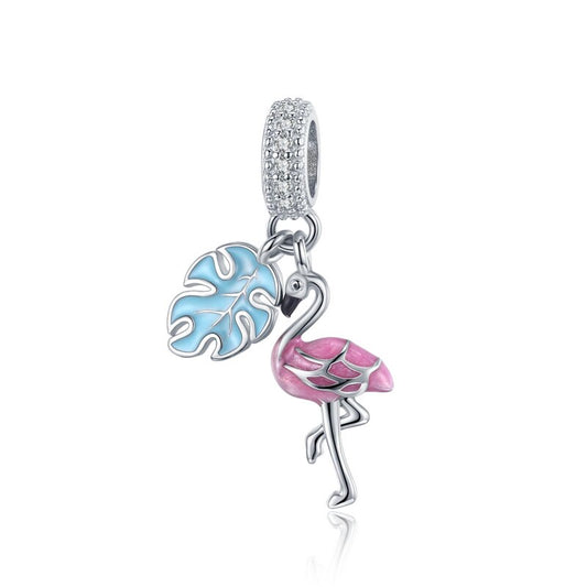 Charm Fenicottero in Argento 925 e Zirconi - EkoWorld Jewels Charm