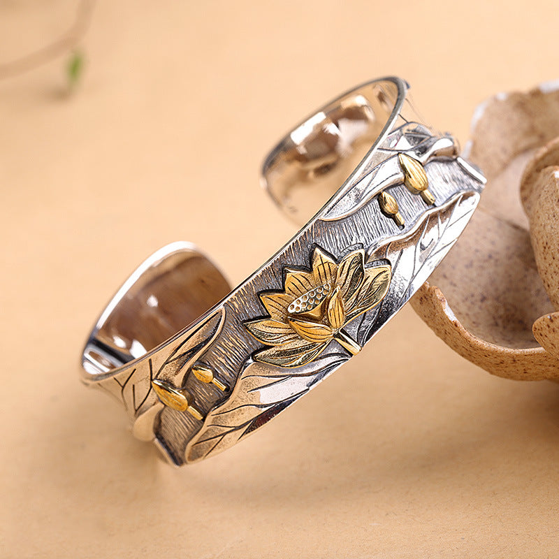 Bracciale Fiore di Loto in Argento 925 e Oro - EkoWorld Jewels Bracciale