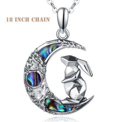 Rabbit Necklace in 925 Silver and Abalone