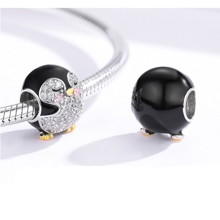 Charm Pinguino in Argento 925e Zirconi - EkoWorld Jewels Charm