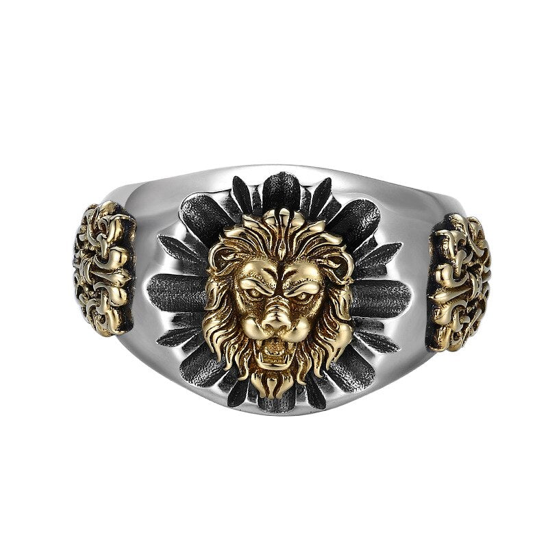 Anello Leone in Argento 925 e Oro - EkoWorld Jewels Anello