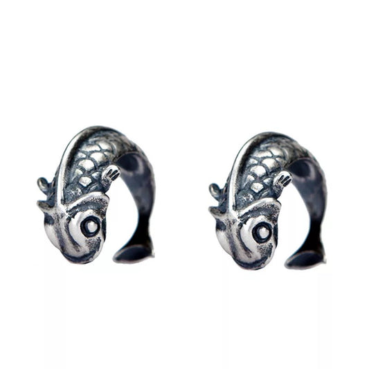 Koi Carp Earrings in Antique Silver 925