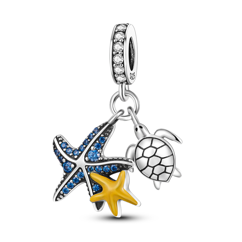 Charm Stella Marina con Tartaruga in Argento 925 - EkoWorld Jewels Charm