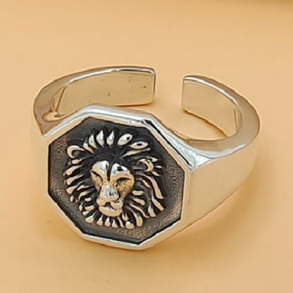 Lion Ring in Antique Silver 925